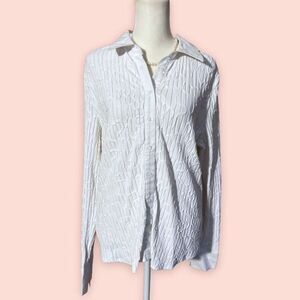 Talbots White Collared Blouse Womens Large White